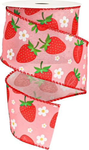 Strawberry wired edge - edge, ribbon